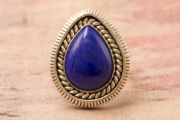 Artie Yellowhorse Genuine Blue Lapis Sterling Silver Native American Ring
